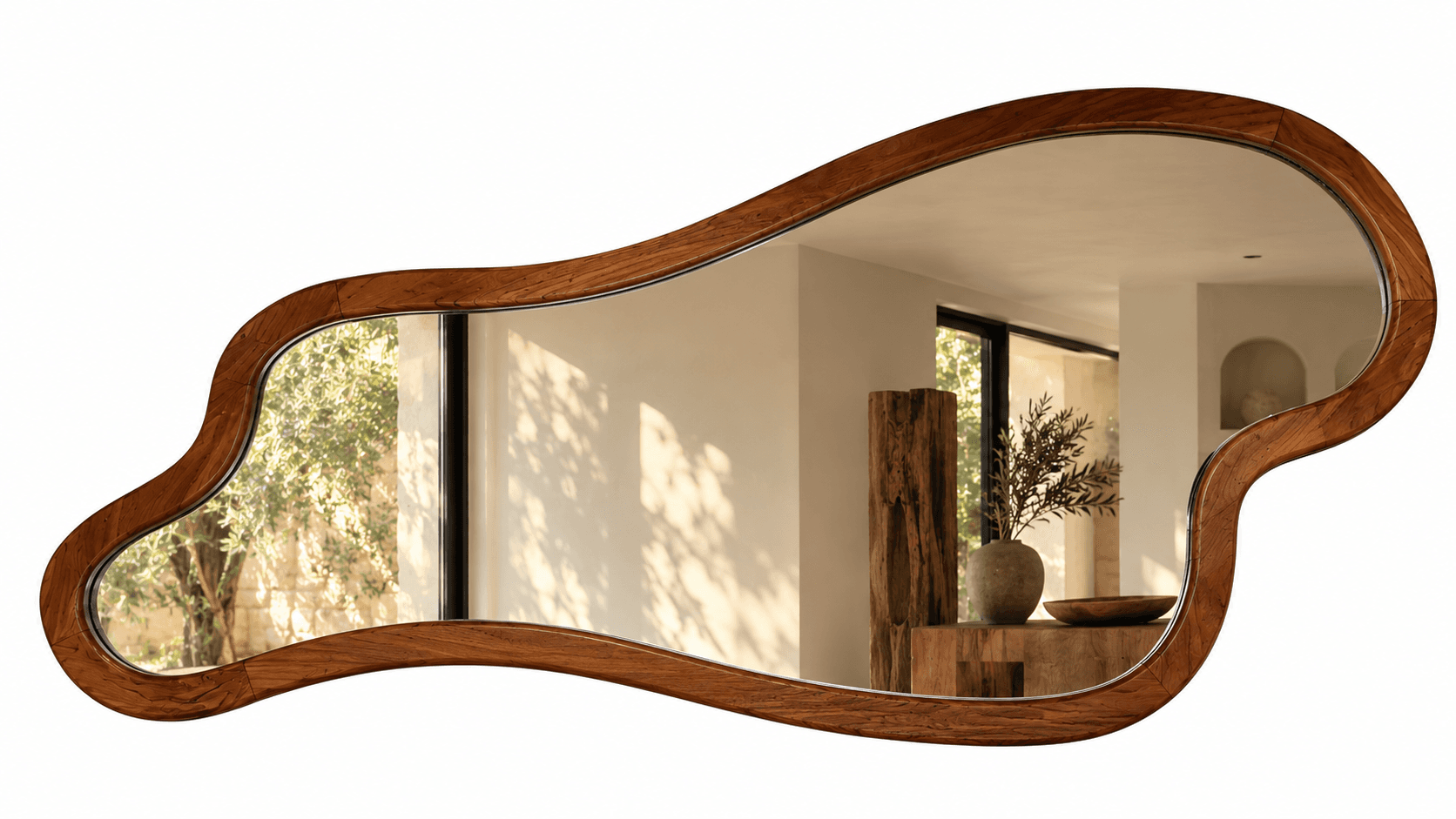 Miroir organique en bois