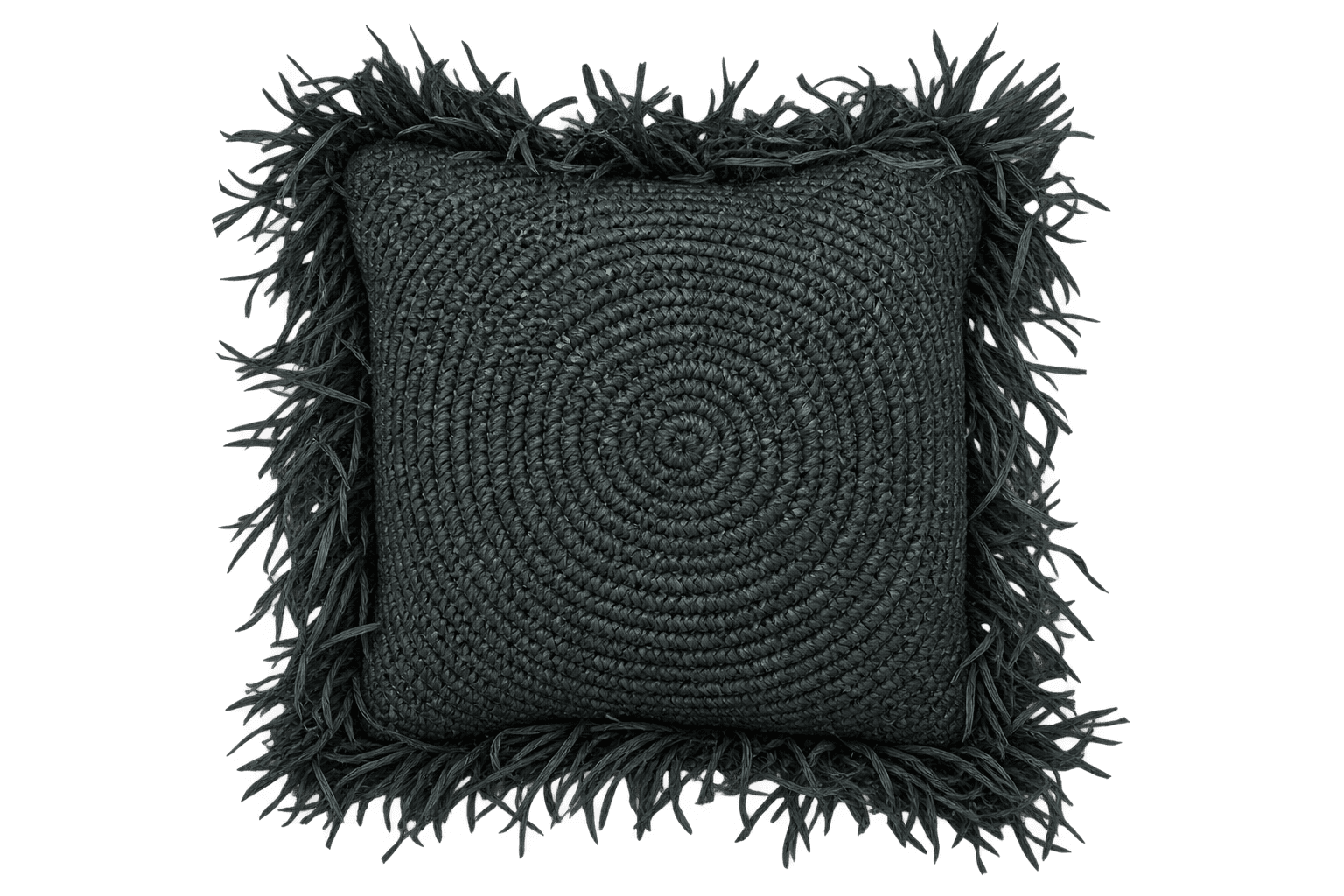 Coussin noir à franges