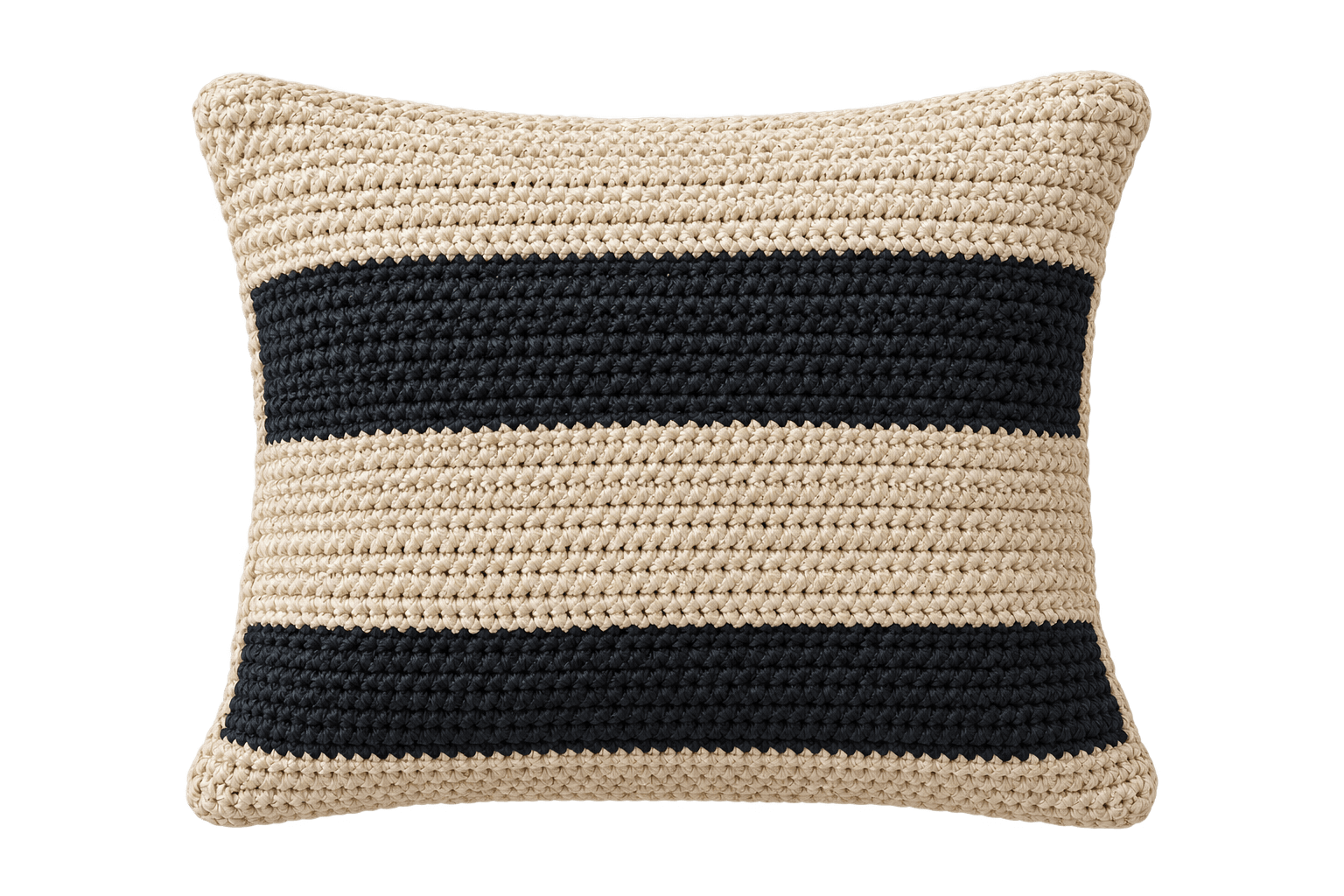 Coussin rayé noir & naturel