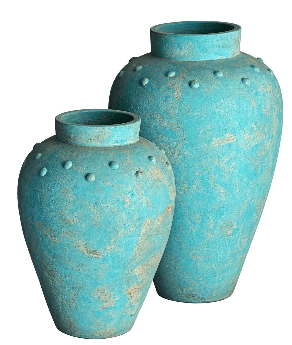 Jarres turquoise cloutées