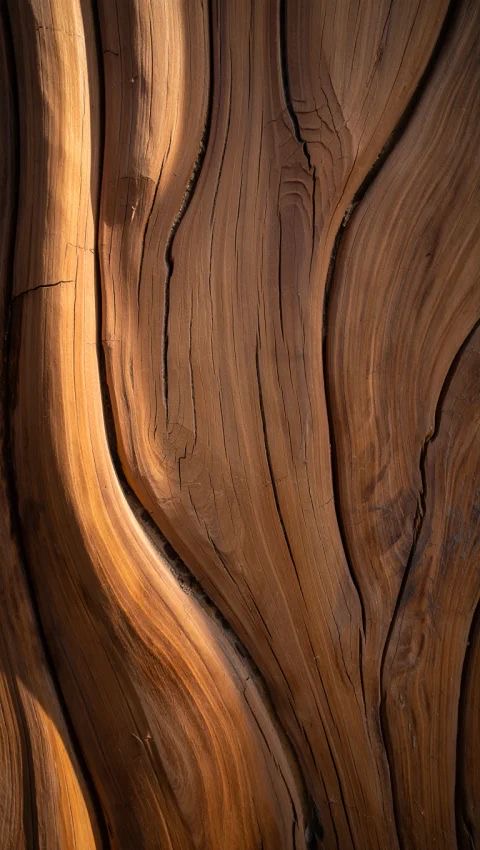 Gros plan sur les veines chaudes d'un bois de teck naturel